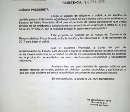 Qu dice el proyecto de Ley de Retiro Voluntario M vil EsChaco